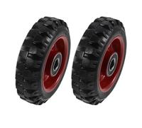 2 Pièces Roue de Chariot Industrielle 5 Pouces en Caoutchouc Plein, Double | Charge Maximale de 100kg, Alésage D’axe 15mm, Longueur 43,5mm, Moyeu Central Rouge, pour Entrepôt