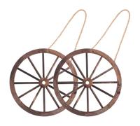 2 Pièces Roue de Charrue Ronde en Bois, Style Western Vintage | Grain , Texture Rustique, Montage Mural Facile, pour Portes, Crochets, Salon et Bar