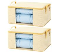 2 Pièces Sac de Rangement Couette 50L, Housse de Rangement Vetement | Anti-Poussière et Respirant, Sac pour Couette Pieghevole avec Poignée Renforcée pour édredons, Couvertures, Oreillers