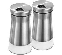 2 Pièces Salière et Poivrière en Acier Inoxydable, Ensemble Moulin Poivres et, Pots à épices Poivre Shakers avec Couvercle pour Épices, Sel, Poivre, Cumin, Paprika