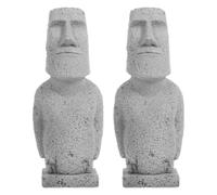 2 pièces Sculpture Moai de L’Île de Pâques en Grès pour Aquarium et | Visage Abstrait Réaliste, Miniature Artistique Solide, Décoration de Table, Vitrine, Hôtel ou Espace Événementiel