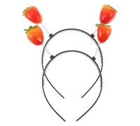 2 Pièces Serrage-tête Fraise Simulée en Plastique Métal Mousse | Motif Fraise Lumineux, Couleurs Résistantes la Décoloration, Structure à Ressort Souple, Rangement Facile
