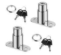 2 Pièces Serrure de Placard à Cylindre de Pression pour Porte Coulissante, Serrure de Porte Coulissante Push-Pull, avec Clé, Installation Facile, Durable et Robuste, pour Vitrines, Classeurs (Argent)
