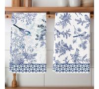 2 pièces Serviettes de cuisine à motif en porcelaine bleue et blanche, design de pie bleue, torchon, linge à vaisselle, décoration de cuisine et de salle à manger, fournitures de cuisine, convient pou