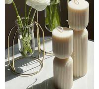 2 pièces/set Bougies parfumées rayées nordiques minimalistes créatives, bougies cylindriques géométriques de couleur unie faites à la main, bougies à longue tige, décoration de mariage, anniversaire, 