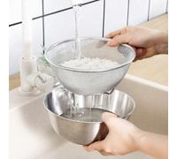 2 pièces Set de bols de cuisson en acier inoxydable, comprenant un bol à mesurer, un bol à mélanger, une passoire, une passoire à riz, un panier d'égouttage pour légumes. Cadeaux pour la fête des mère