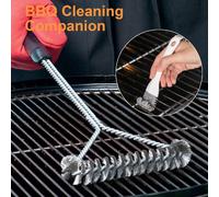 2 pièces Set de brosses de nettoyage pour barbecue, brosse de nettoyage de grille de barbecue en acier inoxydable avec manche, poils métalliques réutilisables, accessoires de barbecue anti-adhérents, 