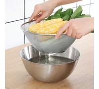 2 pièces Set de passoires en acier inoxydable pour le lavage du riz, bol de mélange et passoire à fruits, panier égouttoir à légumes, set de bols à fouetter, bac de lavage des légumes, bol à mesurer e