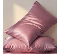 2 pièces Set de taies d'oreiller en satin, doux et respirant, résistant aux rides, protège les cheveux et la peau, améliore la qualité du sommeil. Fermeture enveloppe, doux et soyeux de luxe, convient