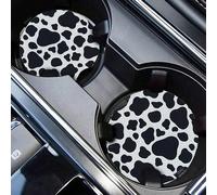 2 pièces/set Dessous de verre pour voiture à motif vache, absorbants, dessous de verre de voiture mignons pour femmes et hommes, dessous de verre pour porte-gobelet de votre voiture avec prise au bout