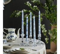 2 pièces/set, deux bougies taper à motif bleu et blanc, bougies pilier à motif rétro de 25 cm, bougies taper à fleurs chinoises, convient pour mariage, fête, décoration de la maison, ambiance romantiq