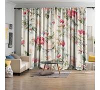 2 pièces/set Rideaux aquarelle de printemps, fleur de coquelicot, rose et feuille imprimé floral abstrait, tissu polyester semi-transparent, conception à poche de tringle, convient pour la décoration 