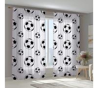 2 pièces/set Rideaux translucides à thème football, fabriqués en fibre de polyester, convenant pour la cuisine, le salon, la chambre, la salle à manger, le studio, le café, la galerie d'art, etc., lav