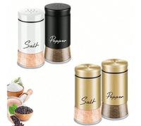 2 pièces/set Salière et poivrière, avec salière en verre transparent au fond, ensemble de sel et poivre de 5 oz pour la cuisine, la table, le camping, le barbecue, décoration et accessoires de cuisine