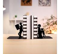2 pièces/Set Serre-livres en métal pour couple - Décoration de bibliothèque à la mode - Support de livre pour bureau ou maison - Organisateur durable pour la maison et le bureau, mini bibliothèque, li