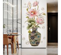 2 pièces/set Sticker mural imprimé fleur et vase, décoration murale amovible moderne pour la décoration de la maison, stickers, décalcomanie murale, décalcomanie en vinyle pour la décoration de la mai