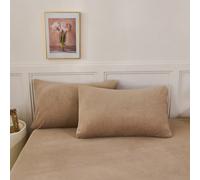 2 pièces/set Taie d'oreiller en velours doux et chaud de couleur marron café. Housse de coussin en polaire cristal confortable et légère avec fermeture enveloppe. Couleur unie, idéale pour la chambre,