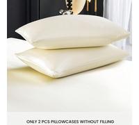 2 pièces/set Taies d'oreiller en soie de satin beige, fermeture enveloppe, doux & respirant, anti-froissement, doux pour les cheveux & la peau, sans rembourrage, soyeux et lisse, ultra doux, lavable e