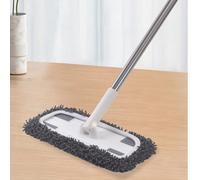 2 pièces/set Tampons de remplacement de vadrouille élastiques épais lavables, convenant aux vadrouilles plates - Têtes de vadrouille en microfibre réutilisables et chiffons à épousseter secs jetables,