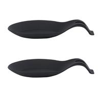 2 Pièces Silicone Repose-cuillère Résistant à Chaleur Noir Cuisine | Ramasse-gouttes, Grosse Surface D’appui, Trou D’accroche, Entretien Facile, pour Cuillères et Couverts de Table