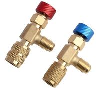 2 pièces Soupape de sécurité de remplissage du froid Raccord rapide, Adaptateur de climatisation pour R410A R22, Construction cuivre
