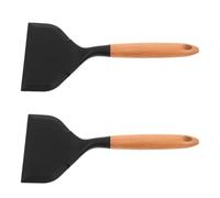 2 Pièces Spatule à Crêpes avec Manche en Bois Ergonomique | Bord Large, Design Décalé, Résistance à Chaleur, Surface Antiadhésive, pour Omelettes et Cuisson