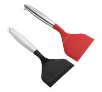 2 Pièces Spatule à Frire en Silicone Manche Inox Ergonomique | Bord Large Arrondi, Surface Lisse sans Bavure, Prise Ferme, Cuisson sur Plaque et Usage Maison