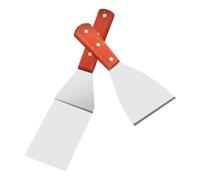 2 Pièces Spatule Coudée en Acier Inoxydable et Bois | Ustensile Cuisine Non Réactif, Manche Antidérapant, Prise Ergonomique, Nettoyage Facile, Usage Restaurant