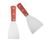 2 Pièces Spatule Coudée Inox Argenté, Manche Bois | Finition Polie, Prise Confortable, Résistance à Chaleur, pour Cuisson sur Plaque, Service Soigné