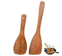 2 Pièces Spatule de Cuisine, Spatule Bois Cuisine | Ustensiles de Spatule Cuisine Bois Anti-Rayures, Non Stick Bois Turner Cuisine pour Cuisine, les Woks et les Poêles