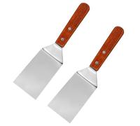 2 pièces Spatules à Steak Cuisine en Acier Inoxydable, Ambiance Noël | Manche Ergonomique en Bois, Service Polyvalent, pour Galettes, Légumes et Cuisson à Poêle Couleur Aléatoire