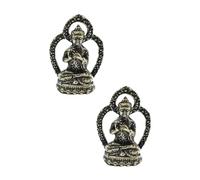2 pièces Statuette Bouddha Assis en Laiton Noir, Décoration d'intérieur | Ornement de Collection, Pose Stable sur Bureau ou Meuble, Style Raffiné pour Cabinet et Table à Thé