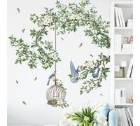 2 pièces Sticker mural en PVC, motif moderne d'oiseau et de fleur, imperméable, autocollant amovible pour salon, chambre, bureau à domicile, stickers, décalcomanie murale, décalcomanie en vinyle pour 