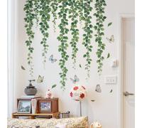 2 pièces Stickers muraux de plante verte, de libellule et de vigne, décoratifs pour le salon, l'entrée, la chambre à coucher, autocollants amovibles en PVC 30*90cm*2 pièces-13P39-B182Polychlorures de
