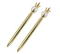 2 Pièces Stylo à Bille Métal Doré, Pointe Fine, pour Stylos Cross | Décor Nacré, Écriture Fluide, Clip Intégré, Usage Scolaire et Affaires, Design Simple