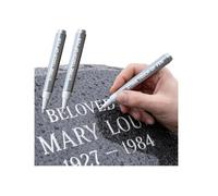 2 Pièces Stylo Marqueur Doré pour Pierre Tombale, Stylo pour Pierre Tombale, Stylo de Retouche Etanche pour Pierre(Silver)