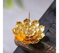 2 pièces Support à encens créatif en forme de lotus, brûleur à encens Taille Unique,3 pièces,bronzeAlliage de zinc