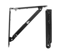 2 Pièces Support D’étagère Pliable Triangulaire Noir en Fer | Structure Rabattable, Bras de Libération, pour Étagère Pliante, Gain de Place au Sol, Bricolage