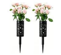 2 Pièces Support De Fleurs pour Tombe, Vase Cimetière Noir Métal, Vase Funéraire à Planter, Vases Décoratifs pour Cimetières, Pierres Tombales Et Espaces Commémoratifs (Noir)