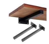 2 pièces Support Etagere Acier inoxydable,Supports D'étagère Flottant Tube carré,Equerre Murale échafaudage,Équerre Étagère de Fixation d'angle Brace pour étagères Placard Penderie (300mm,Black)