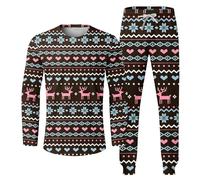 2 Pièces Survêtement De Noël Survêtements De Noël Tenues De Noël Hommes Drôle Impression 3D Nouveauté Pyjama De Noël Laid Noël Ensemble Complet Sweat À Manches Longues Et Bas De Jogging