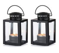 2 Pièces Suspendues Petites Lanternes pour Bougie Chauffe-Plat Bougeoirs Bougie Noire（N'inclut pas les bougies）