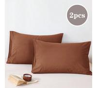 2 pièces Taie d'oreiller en couleur unie marron et café, brossée en douceur, adapté pour Lit une personne/Lit double/Queen/King 43cm*63cm,50cm*66cm,50cm*75cm,51cm*91cm,60cm*60cm,80cm*80cm,51cm*102cmUn