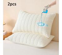 2 pièces Taie d'oreiller matelassée sans fermeture éclair, étanche, anti-salissures et anti-huile, sans boulochage. Taie d'oreiller enveloppe, sans fermeture éclair, douce et respirante. Protège-oreil