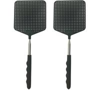 2 Pièces Tapette à mouche,Acier inoxydable,Extensible 28,5-77,5cm,Plastique PP,Intérieur et extérieur Label