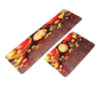 2 Pièces Tapis Cuisine Antidérapant Imprimé Citrouille Style Ferme | Polyester Séchage Rapide, Protège le Sol des Taches, pour Cuisiniers et Décorateurs, Surfaces Dures, Zone de Cuisson