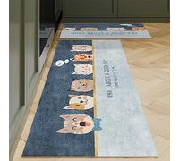 2 Pièces Tapis de Cuisine Lavable en Machine Le Chat Bleu - Tapis Devant Evier Long Antidérapant et Lavable - Ensemble Universel pour Sol