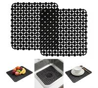 2 Pièces Tapis Evier Cuisine 28 X 28Cm pour Le Fond D'Évier De Cuisines | Tapis D'Évier De Cuisine, Silicone Protection Evier Cuisines, Découpable Protege Evier Antidérapant, Noir