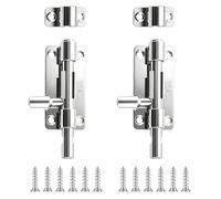 2 Pièces Targette de Porte, Argent, Verrou Coulissant en Acier Inoxydable, Loquet avec Vis de Montage pour Chambre Salle de Bain Toilettes Placard Remise Unité de Rangement