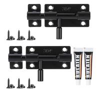 2 Pièces Targette De Porte En Acier Inoxydable, Loquet Porte Exterieur Noir avec Trou pour Cadenas, Verrou De Portes avec Adhésif et 12 Vis, Verrou à Boulon pour Salle De Bain, Hangar, Toilettes